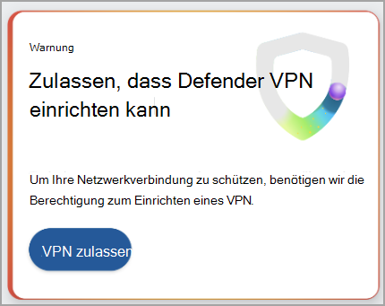 Screenshot: Empfehlung zum Einrichten einer VPN-Verbindung