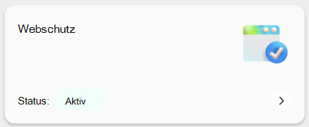 Screenshot einer Kachel, die zeigt, ob der Webschutz auf einem Gerät aktiviert ist.