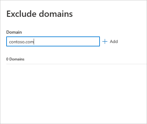 Fügen Sie eine Domäne hinzu, die ausgeschlossen werden soll.