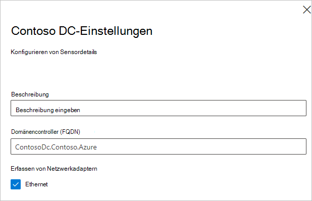 Configure sensor details.