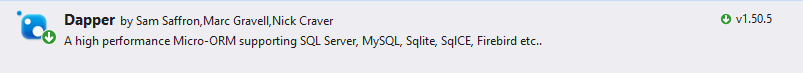 Screenshot des Dapper-Pakets in der NuGet-Paketeansicht.