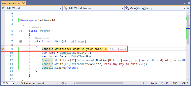 Visual Studio-Einzelschrittausführung in Methodenquelle – C#