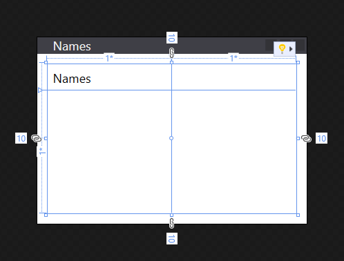 Eine WPF-App mit festgelegtem Rand für ein Raster und einem Label-Steuerelement in der ersten Zeile