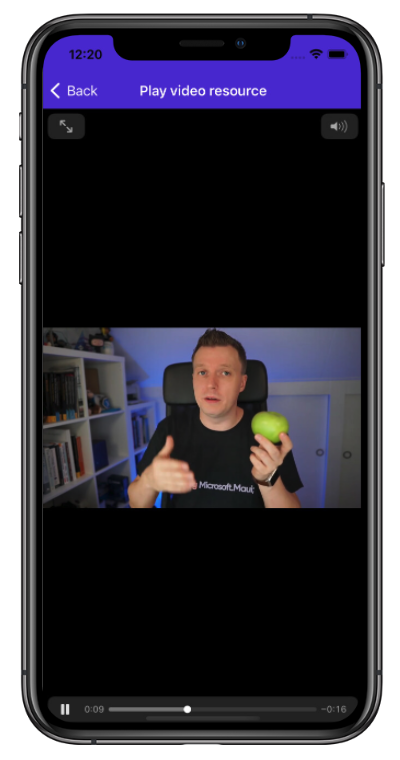 Screenshot der Videowiedergabe unter iOS.