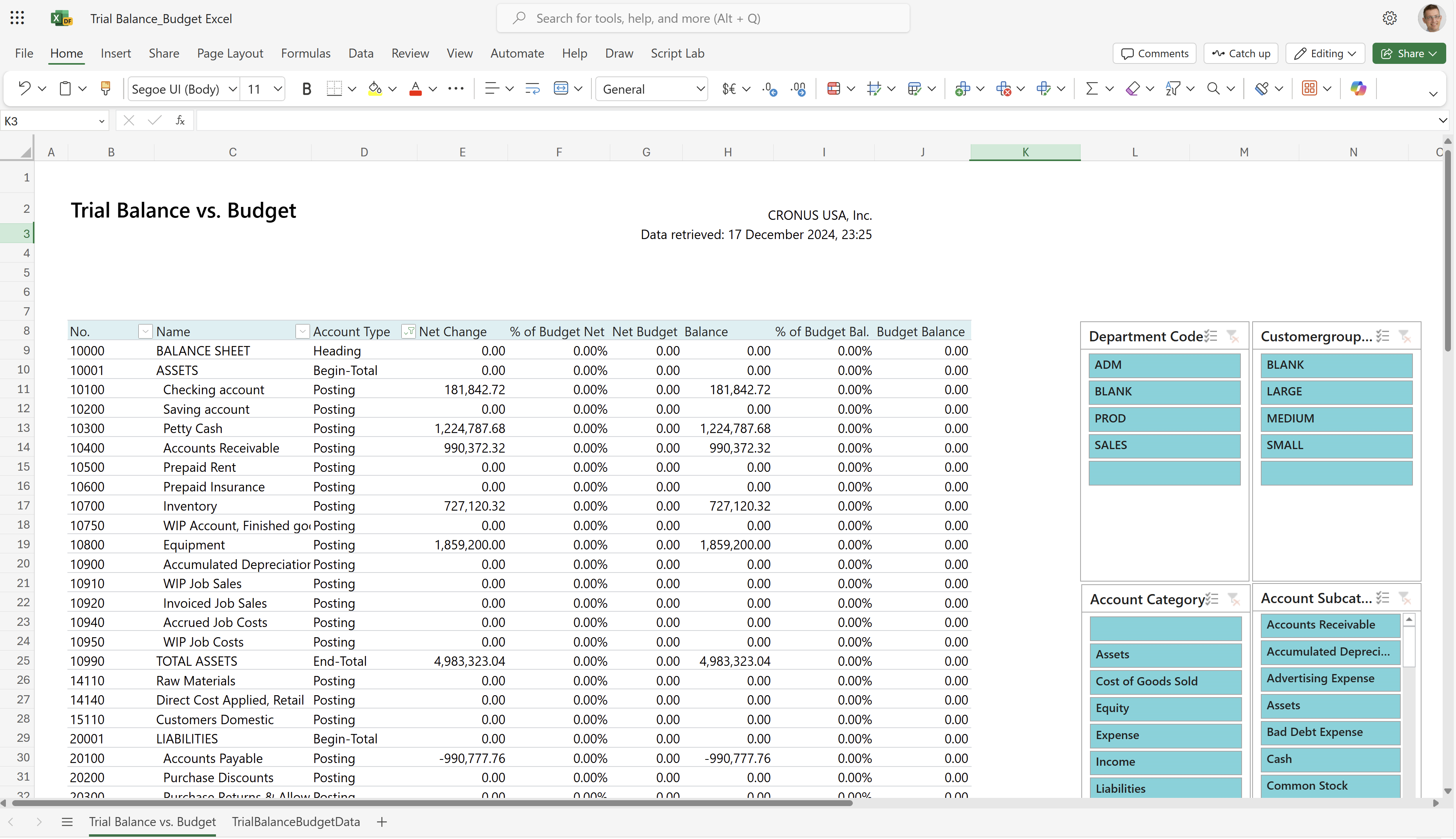 Screenshot des Rohbilanz (MW)-Arbeitsblatts