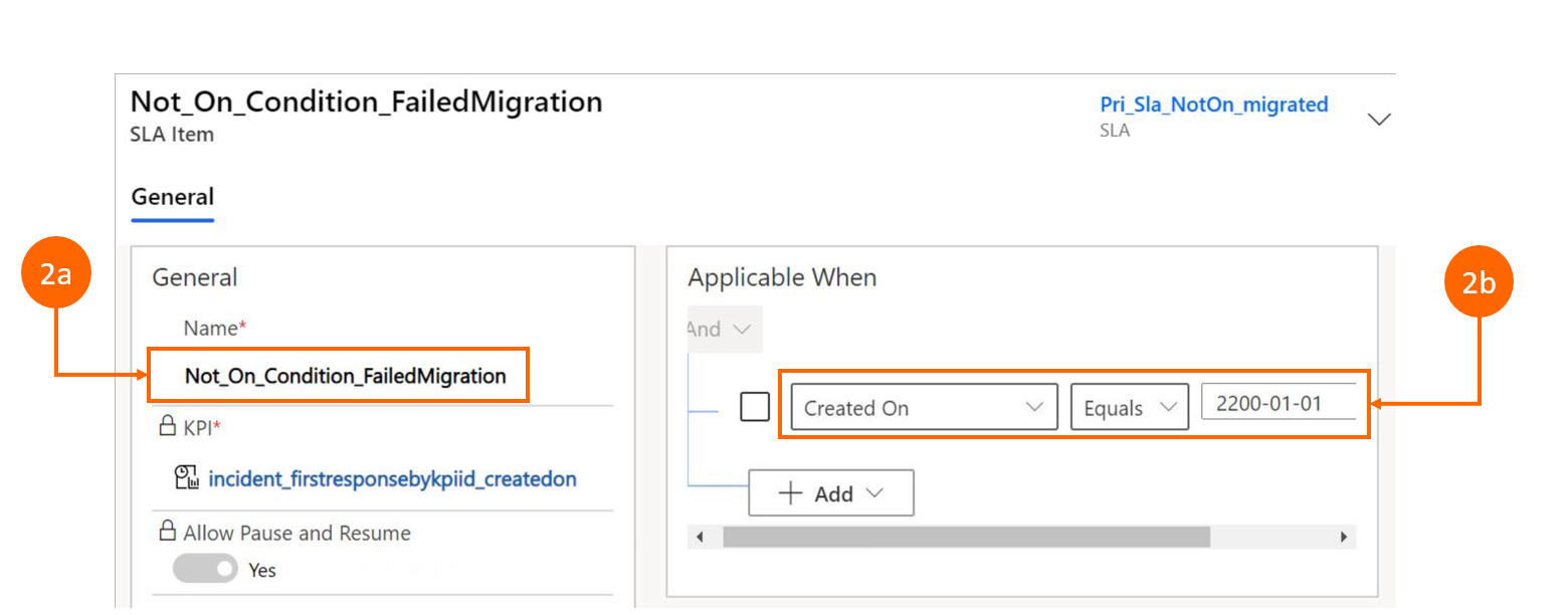 Screenshot der Web-Client-Ansicht Einheitliche Oberfläche nach der Migration eines Elements mit einem Not-on-Operator für ein DateType-Feld.