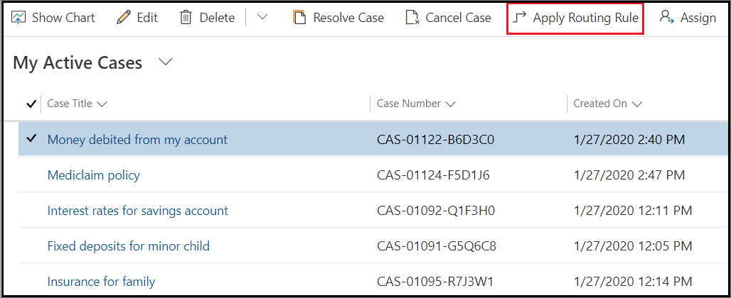 Screenshot der Anwendung eines Routing-Regelsatzes.