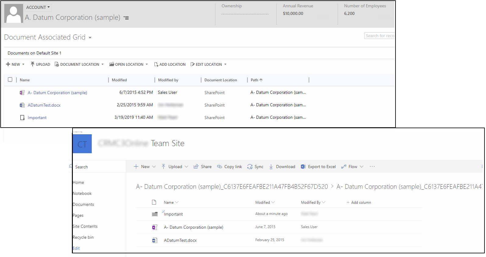 Dokumentenverwaltung in Customer Engagement und  SharePoint.