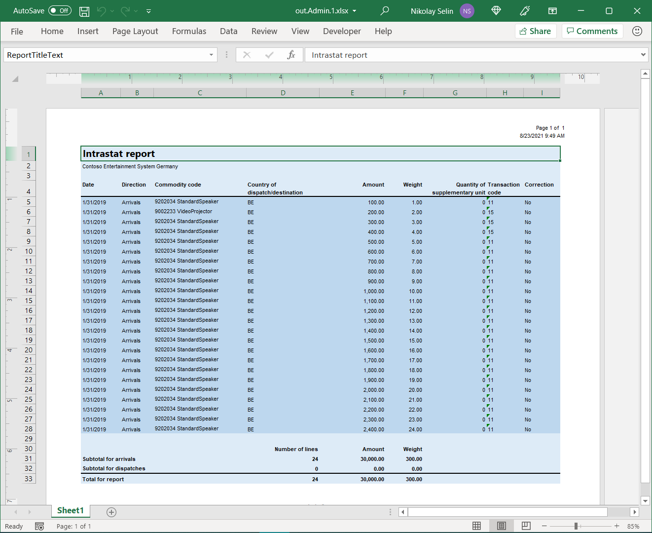 Generiertes Excel-Dokument in der Desktopanwendung