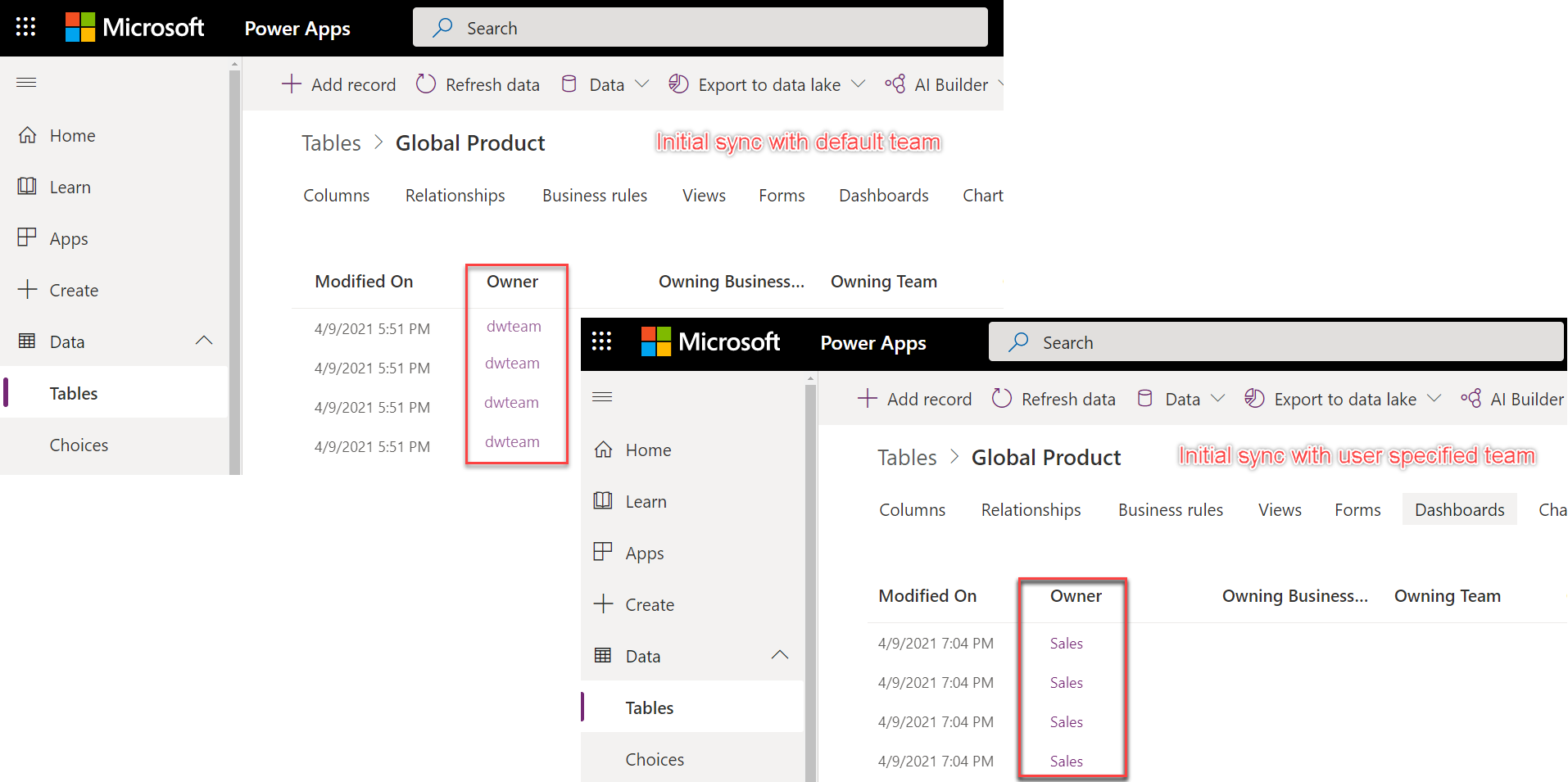 Initial sync with default and user specified team.