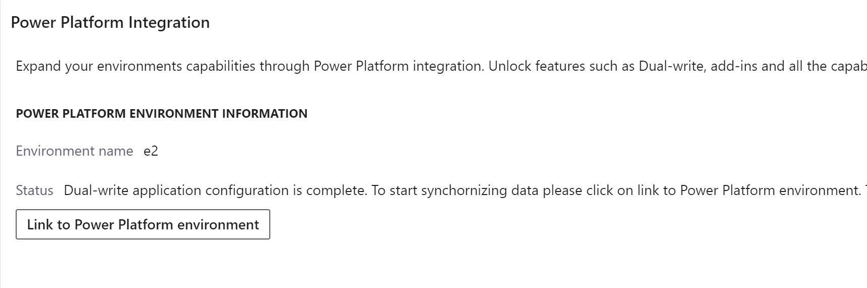 Mit Power Platform-Umgebung verknüpfen.