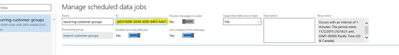 GUID on the Manage scheduled data jobs page.