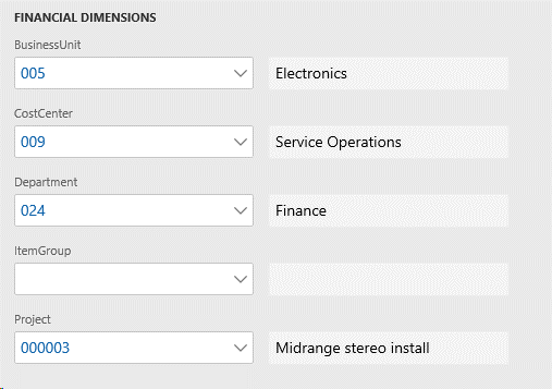 Default dimension entry and one added value.