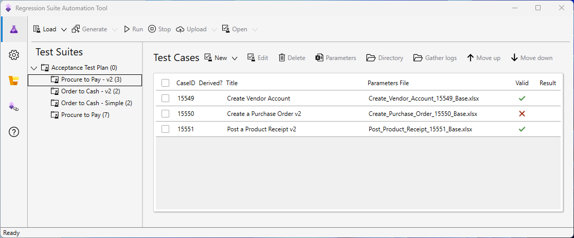 List of test cases that were loaded.