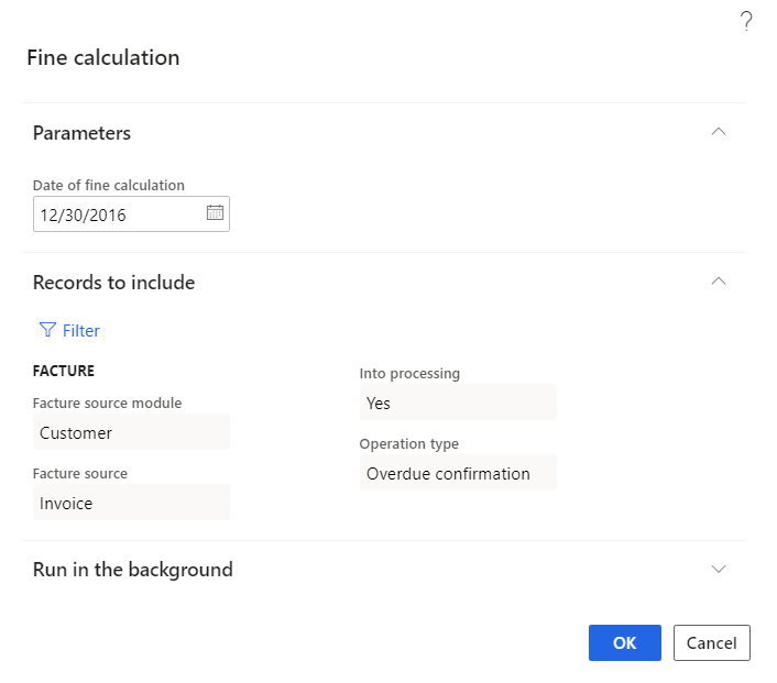 Fine calculation dialog box.