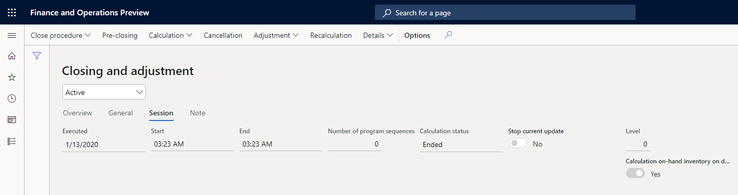 Closing and adjustment page.