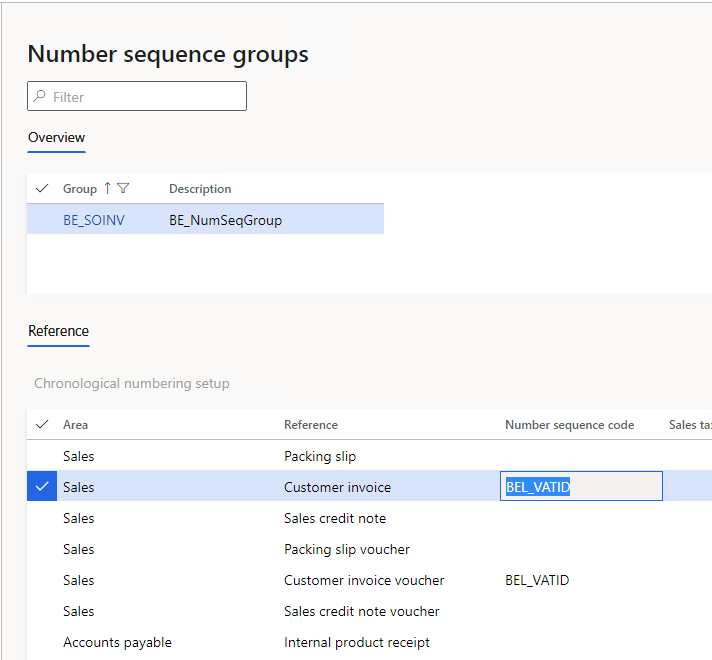 Nummernkreiscodes auf der Seite „Nummernkreisgruppen“.