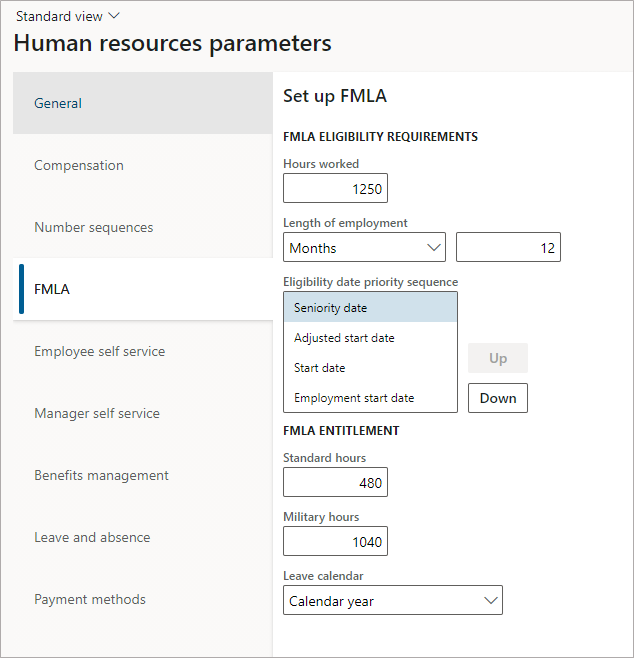 Registerkarte FMLA.