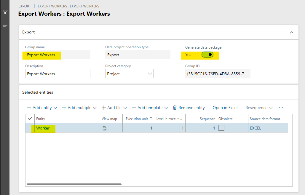 Arbeitskraftdatenprojekt exportieren.