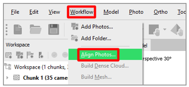 Befehl „Align Photos“.