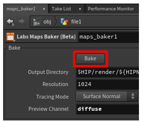 Screenshot der Schaltfläche „Bake“.