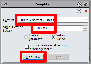 Optionen von „Simplify“.