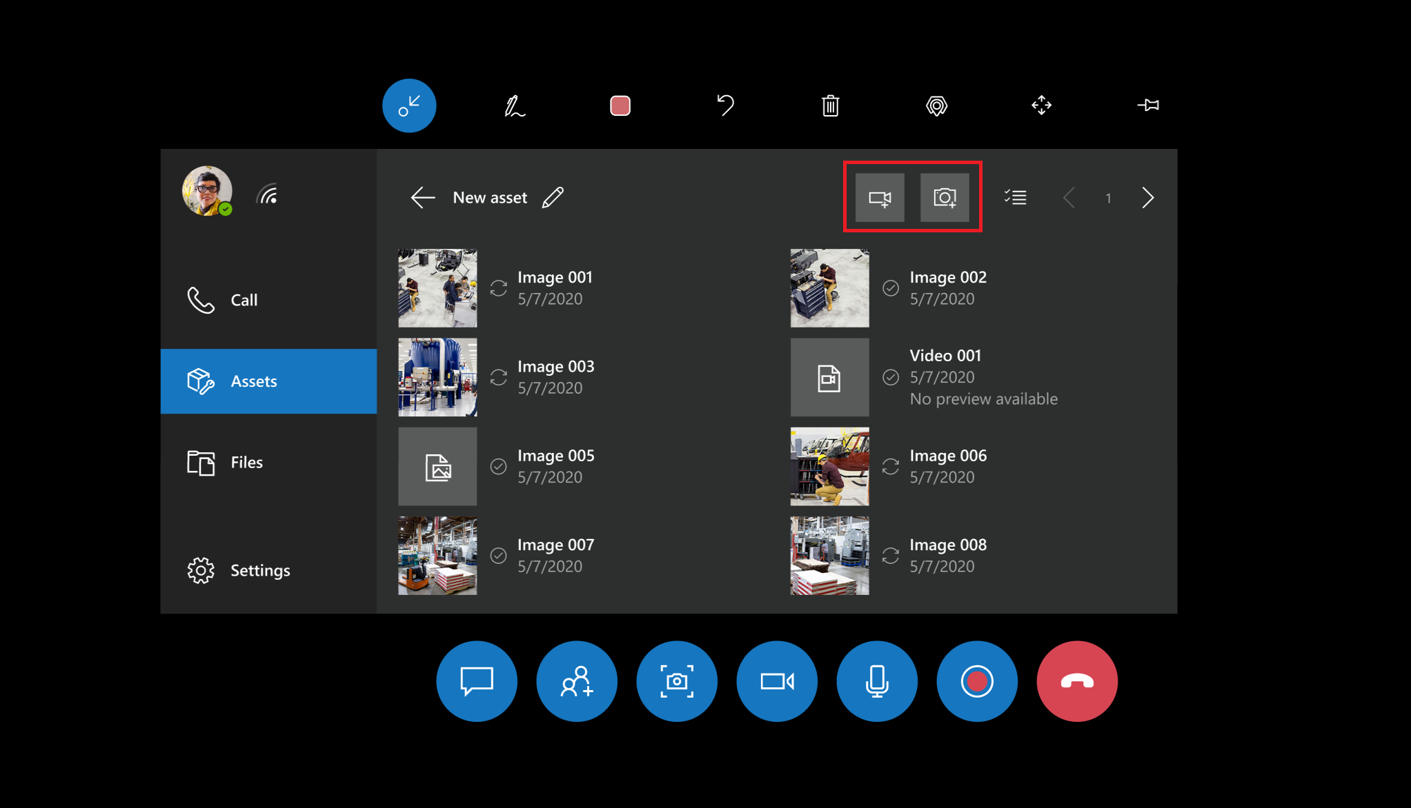 Screenshot der Anlagen-Detailansicht in Dynamics 365 Remote Assist.