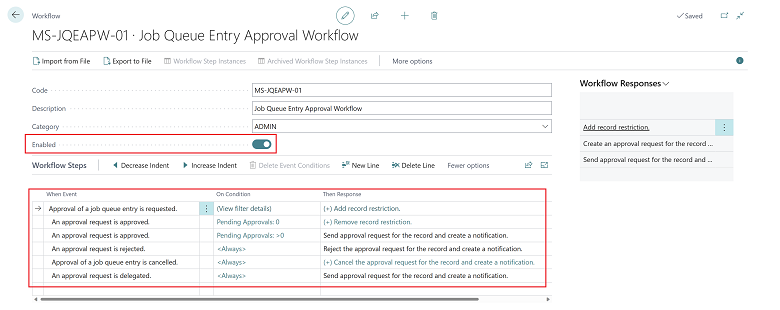 Zeigt den Aufgabenwarteschlangen-Genehmigungsworkflow an, der aus der Vorlage für den Aufgabenwarteschlangen-Genehmigungsworkflow erstellt wurde.