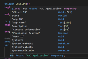 Die IntelliSense-QuickInfo enthält jetzt nach einem Datensatznamen vom Typ „Temporäre Tabelle“ das Wort „temporary“