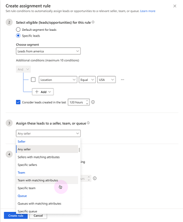 Erstellen Sie Regeln, um Leads automatisch Verkäufer*innen, Teams oder Warteschlangen zuzuweisen.