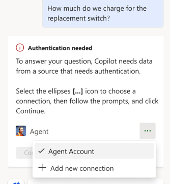 Screenshot der Aufforderung eines Agenten zur Authentifizierung in Copilot für Customer Service