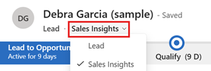 Screenshot der Auswahl des Sales Insights-Formulars.