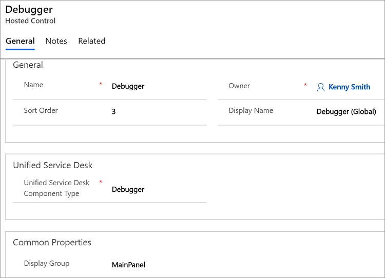 Gehostetes Steuerelement des Typs Debugger.