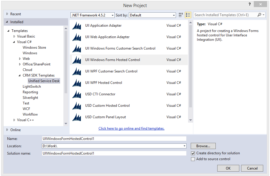 Erstellen eines gehosteten UII Windows-Formular-Steuerelements.