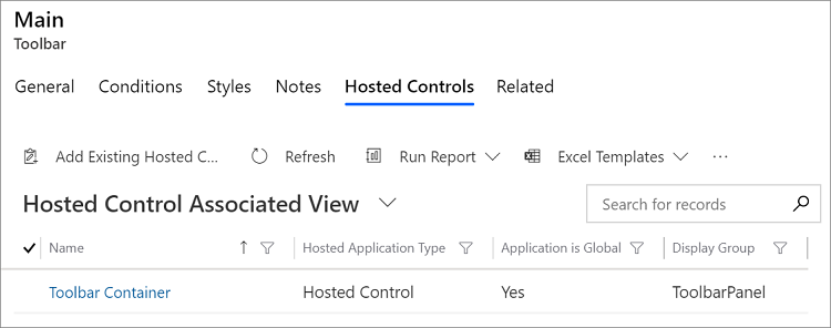 Toolbar-Container für die Hauptsymbolleiste.