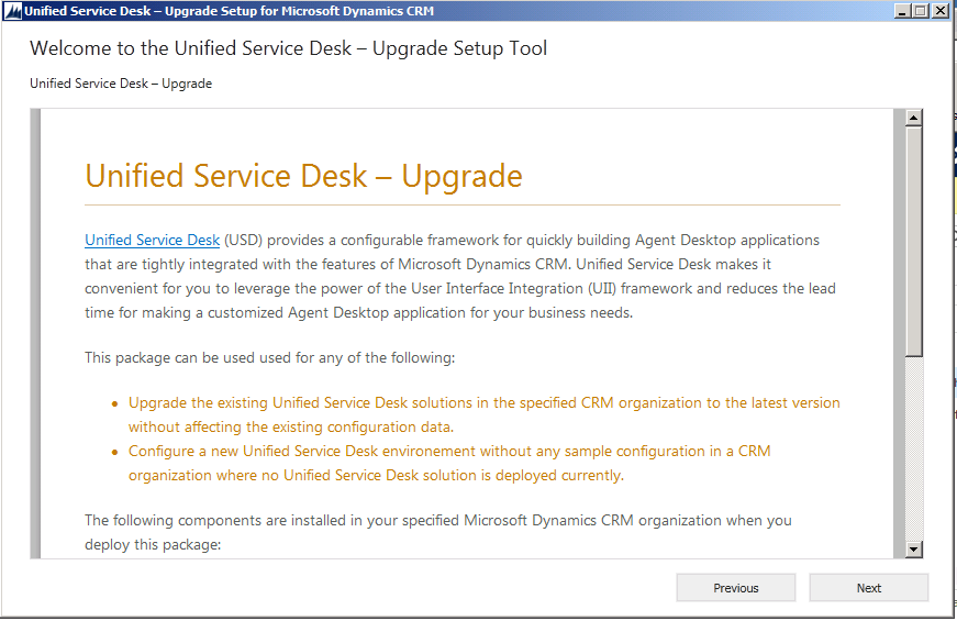 Unified Service Desk – Upgradedetails.