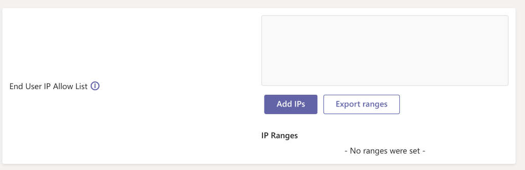 Benutzeroberfläche der IP-Zulassungsliste.