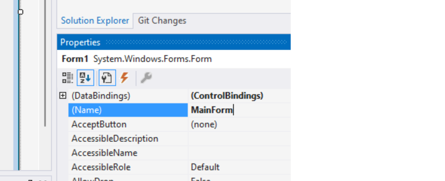 Umbenennen von „Form1“ in „MainForm“