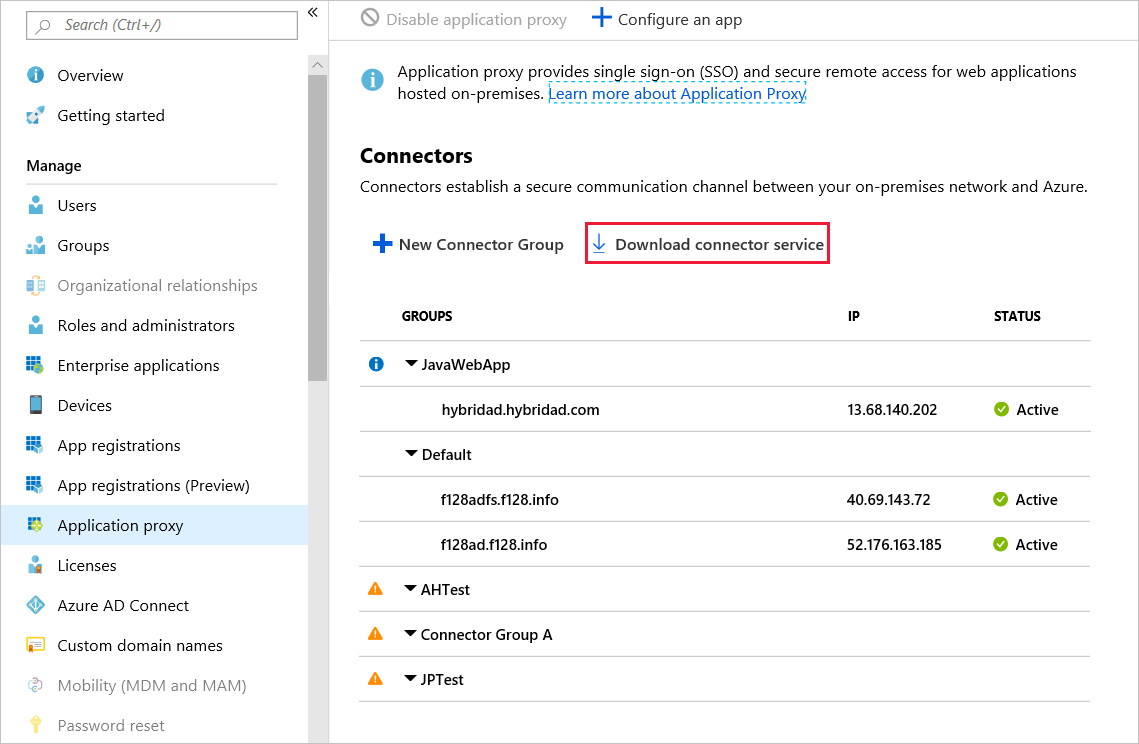 Herunterladen des Connectordiensts zum Anzeigen der Nutzungsbedingungen