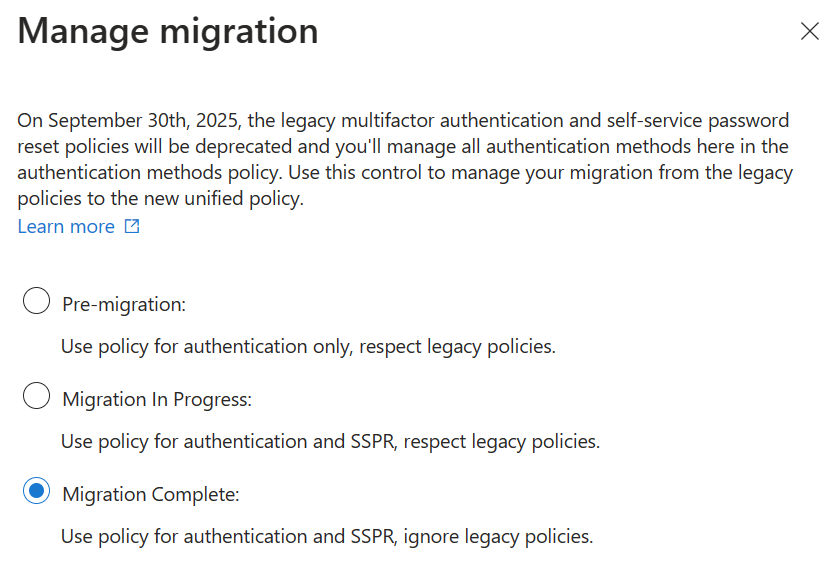 Screenshot von „Migration abgeschlossen“.