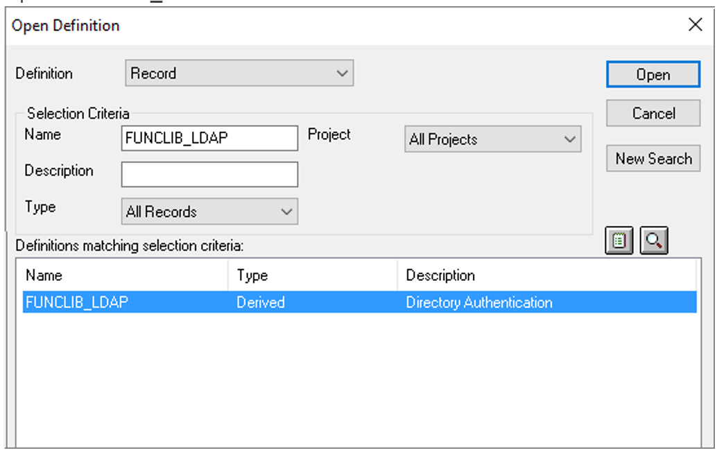 Screenshot: Dialogfeld „Open Definition“