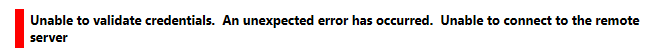 Screenshot des Fehlers „Die Anmeldeinformationen können nicht überprüft werden.“