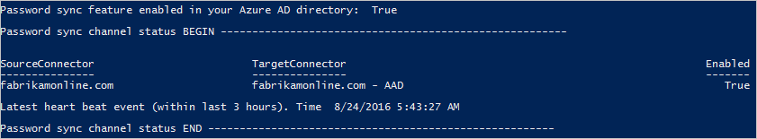 PowerShell-Skriptausgabe aus den Kennwortsynchronisierungseinstellungen