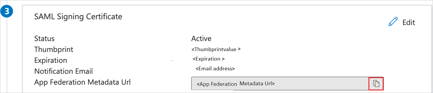 Screenshot showing SAML Signing Certificate information including a download link.