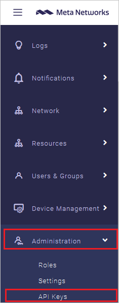 Meta Networks Connector-Verwaltungskonsole