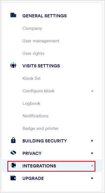 „Integrationen“ in Proxyclick