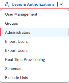 Screenshot:SAP Cloud Identity Services Administration Console.