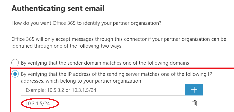 Screenshot: Bildschirm, auf dem die E-Mails des Partners organization durch die IP-Adresse des Absenders identifiziert werden