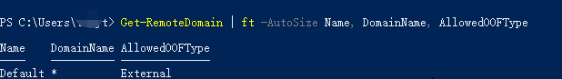 Screenshot der Überprüfung der OOF-Antwort mithilfe von PowerShell.