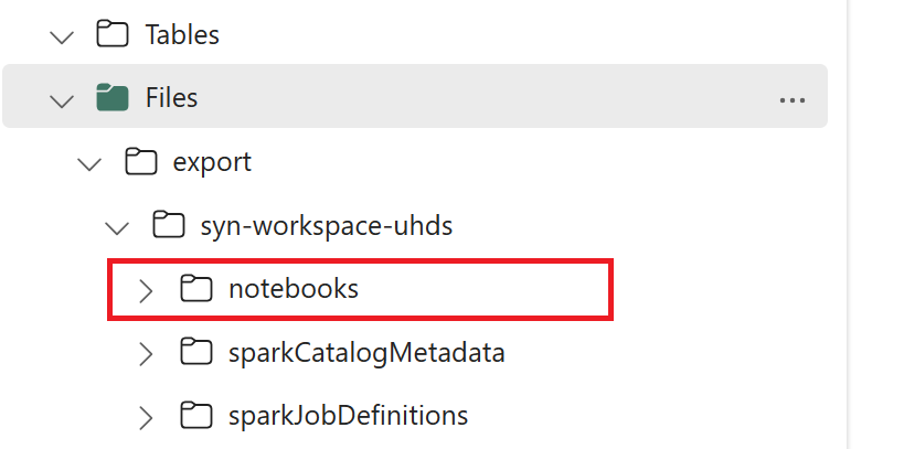 Screenshot des Notebook-Exports in OneLake.
